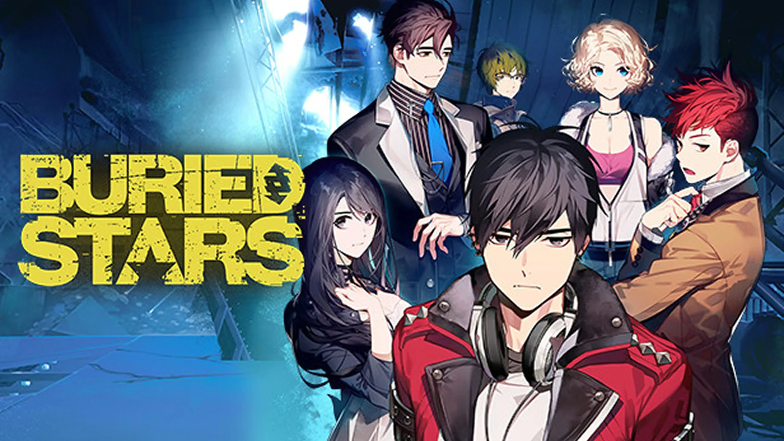 Buried Stars resmî kapak görseli, yarışmacı karakterler ve oyun logosu