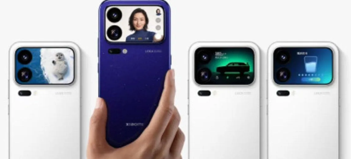 Dört Xiaomi 18 Pro'nun kamera adasındaki arka ekranlarda fotoğraf, özçekim vizörü, araç kontrolü ve su takibi arayüzleri