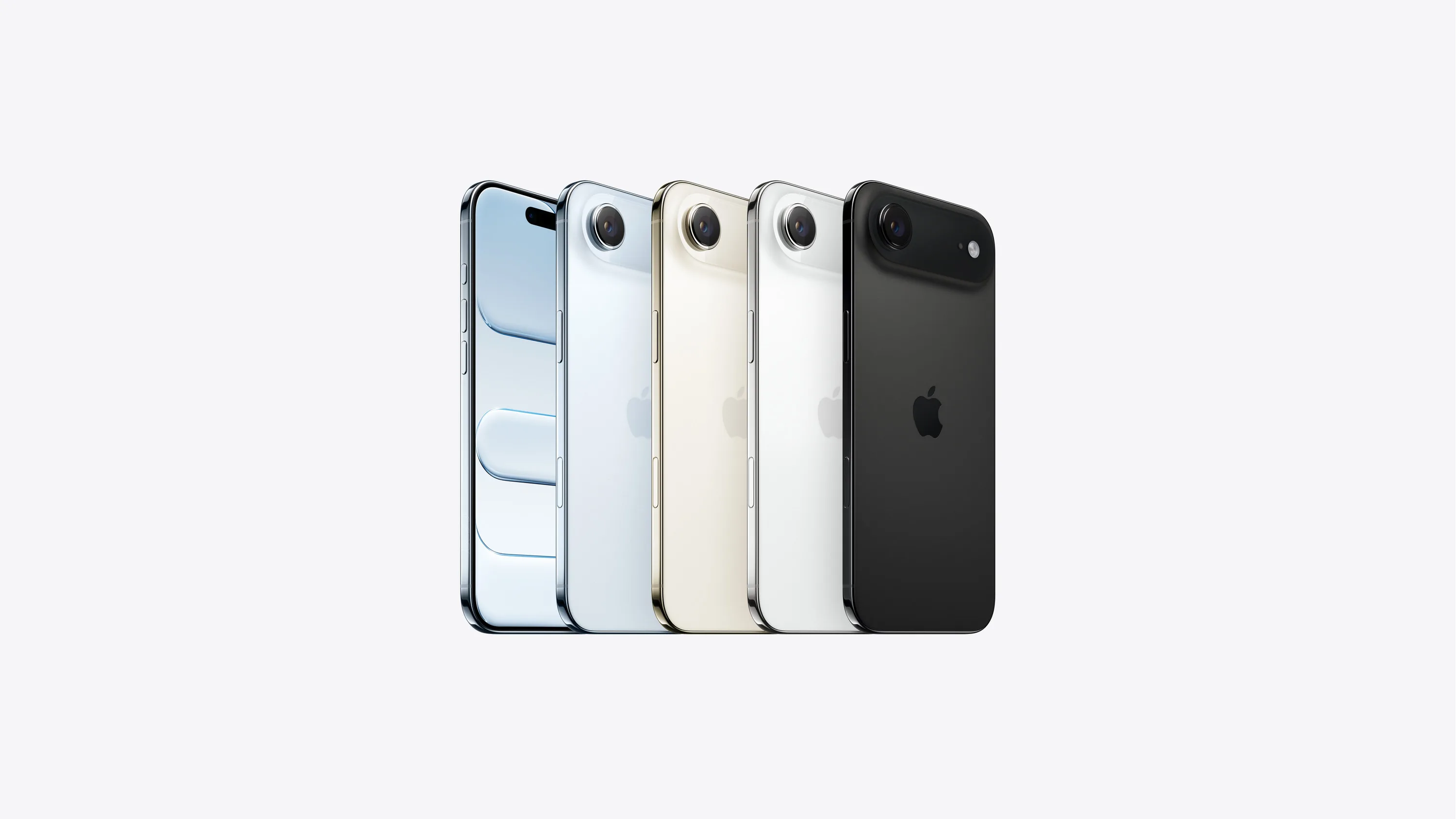 Gök mavisi iPhone Air'in önden ve arkadan görünümü