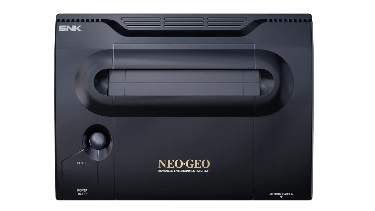 NeoGeo AES+ retro konsolu ve orijinal oyun kartuşları