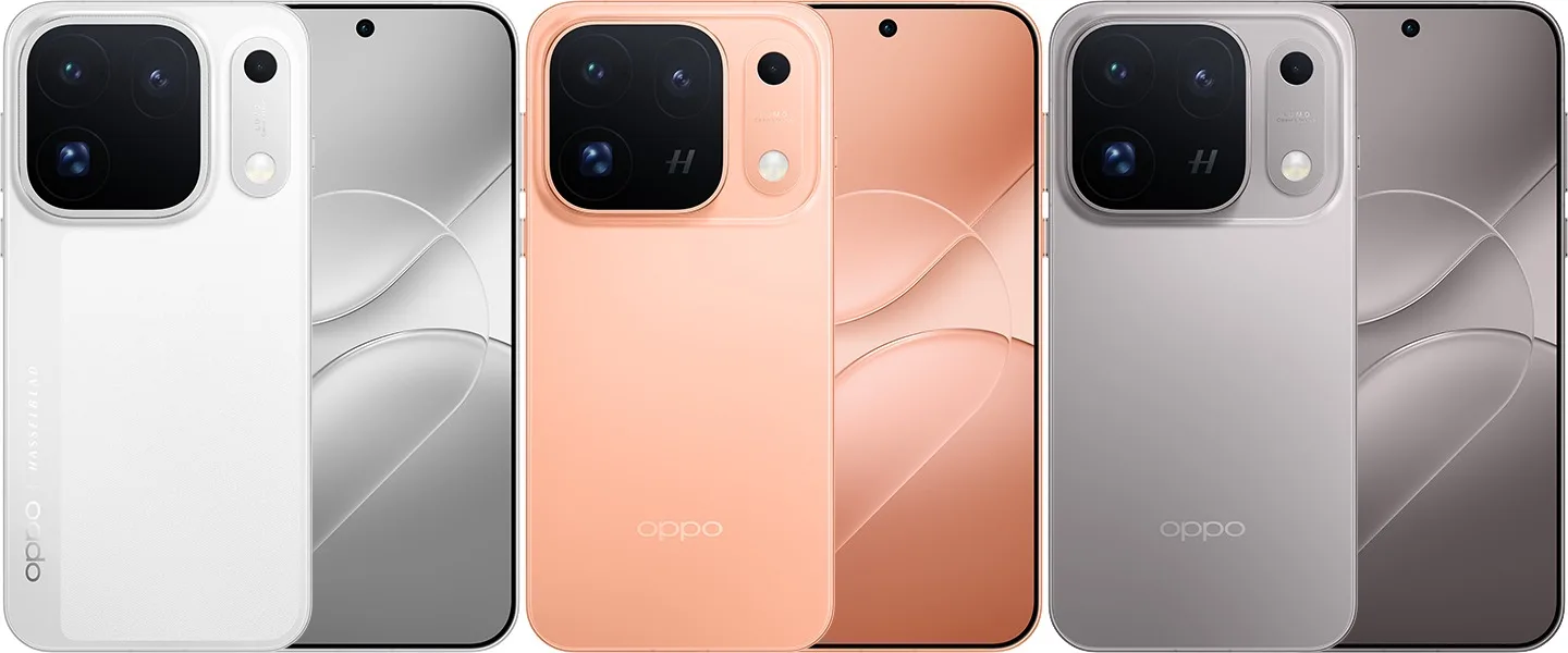 Oppo Find X10 Pro Max'in Moon White, Warm Orange ve Light Titanium renk seçenekleri yan yana
