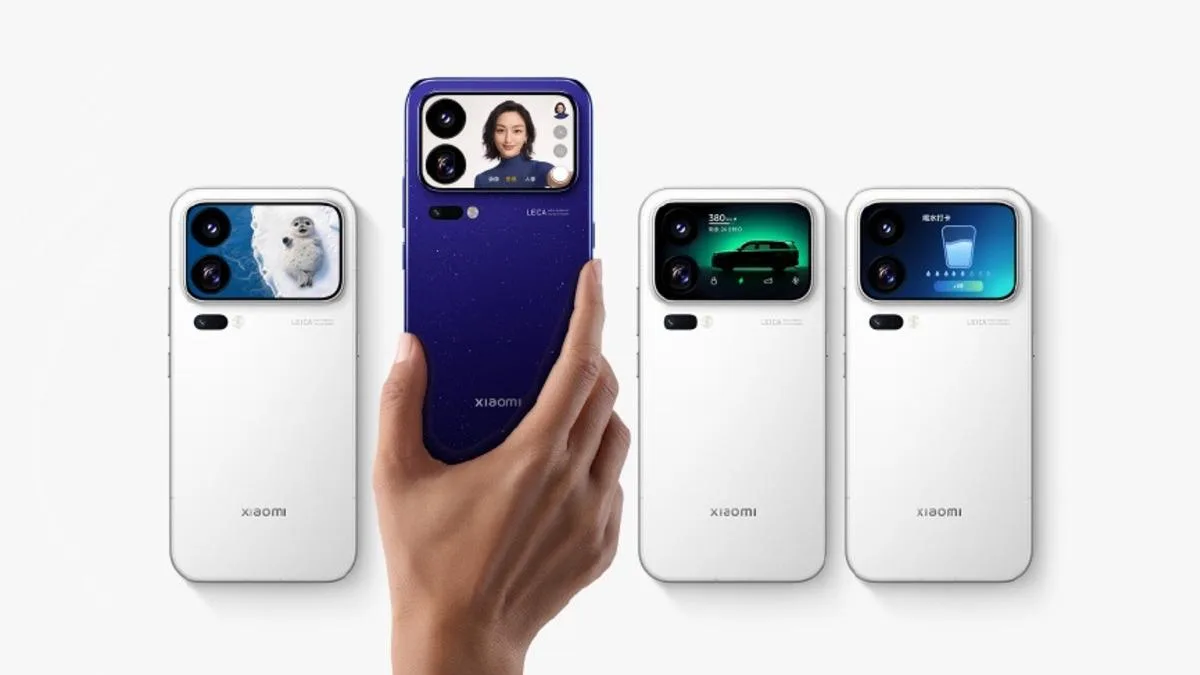 Xiaomi 18 Pro serisinin dört telefonu, kamera adalarındaki arka ekranlarda farklı içerikler görünüyor