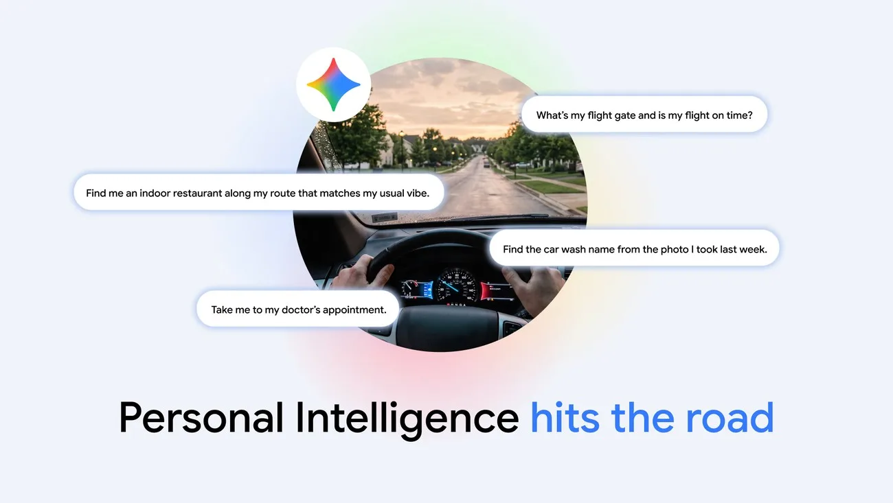 Android Auto için Gemini Personal Intelligence örnek komutları