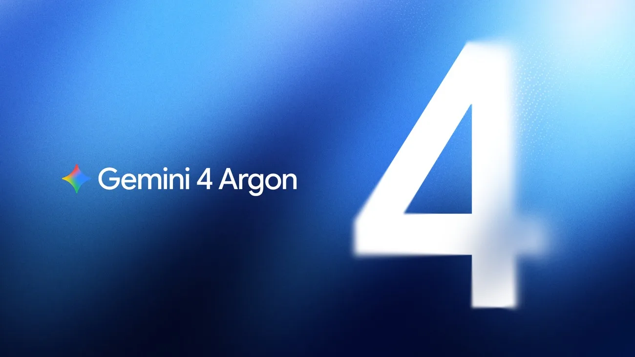 Gemini 4 Argon tanıtım görseli: mavi gradyan zeminde Gemini 4 Argon yazısı ve büyük beyaz 4 rakamı