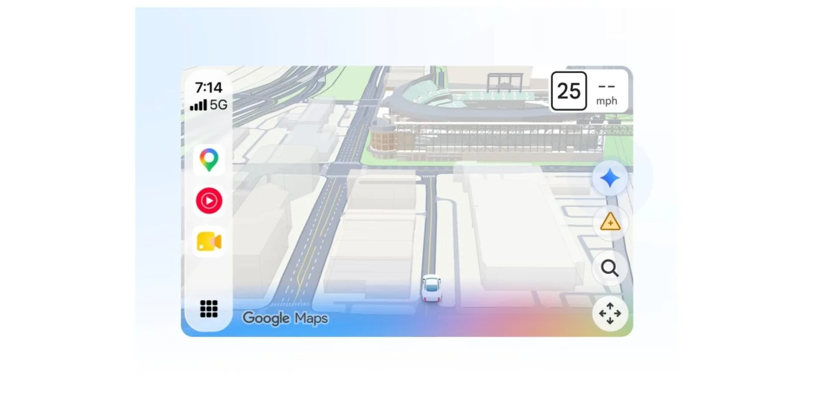 CarPlay'de Google Maps navigasyon ekranının sağındaki Gemini simgesi