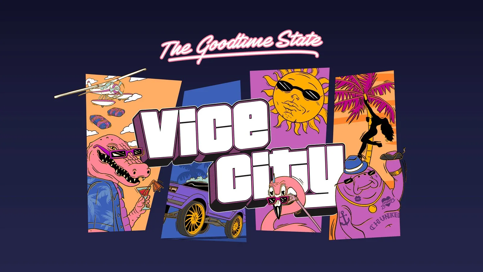 GTA VI ekran görüntüsü: Vice City'ye uzanan yoğun trafikli otoyol ve arka planda gökdelenler
