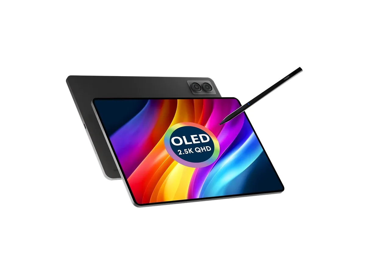 Casper PAD H10 Pro OLED tablet ve kalemi, ekranda renkli dalga görseli