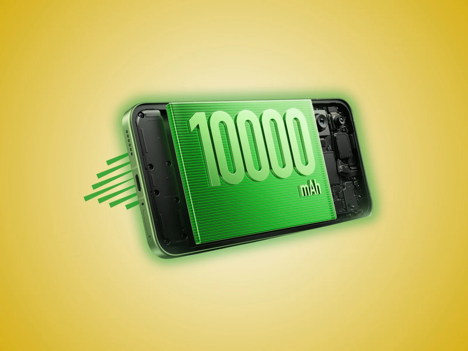 Redmi K100 resmî tanıtım görseli: 10000 mAh batarya vurgusu