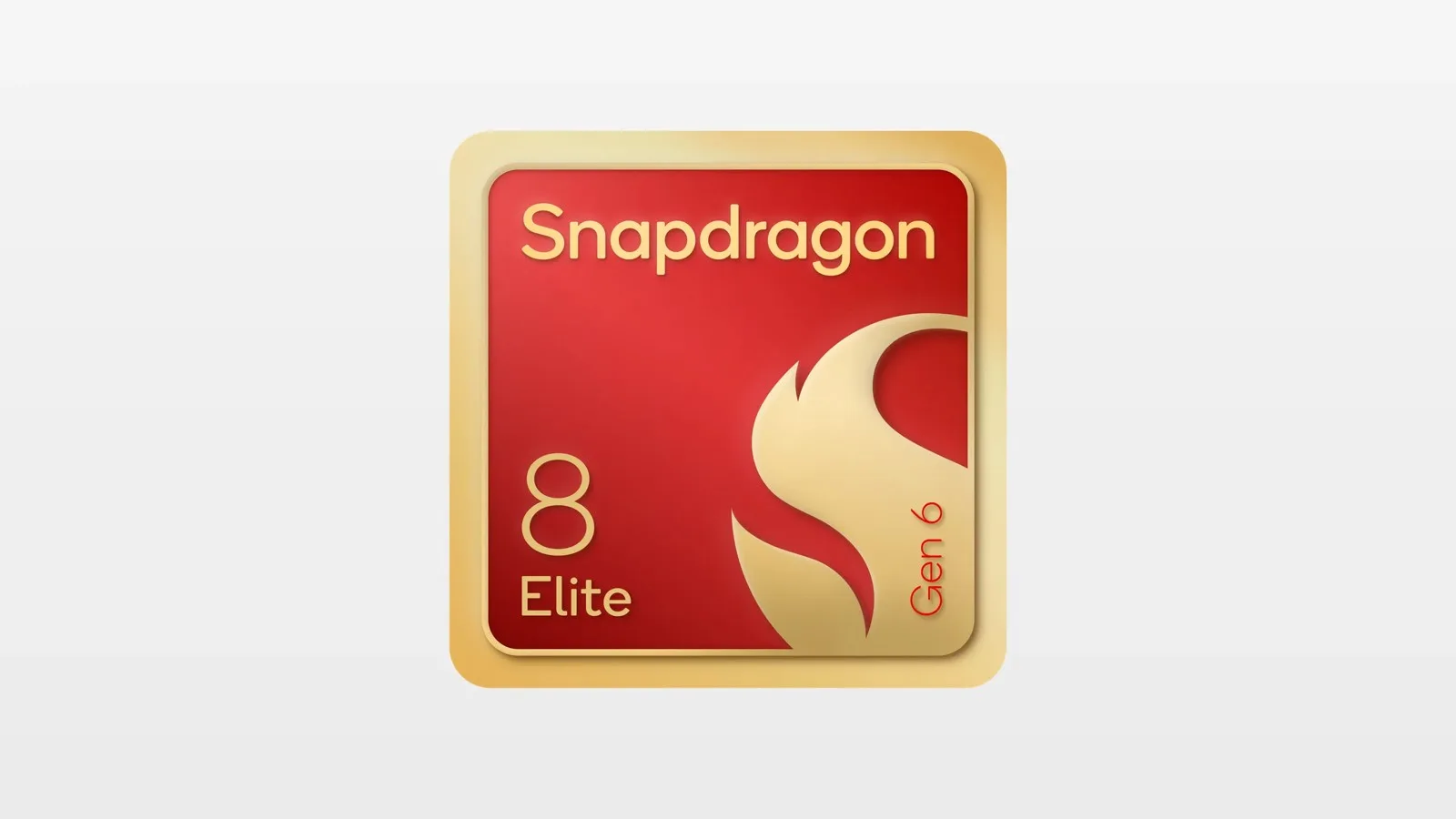 Snapdragon 8 Elite Gen 6'nın kırmızı ve altın renkli resmî ürün rozeti