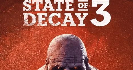 State of Decay 3 resmî görseli: kırmızı zeminde seri logosu ve dev bir zombinin başı