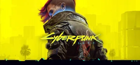 Cyberpunk 2077 Steam kapak görseli: sarı zemin üzerinde Cyberpunk logosu ve V karakteri