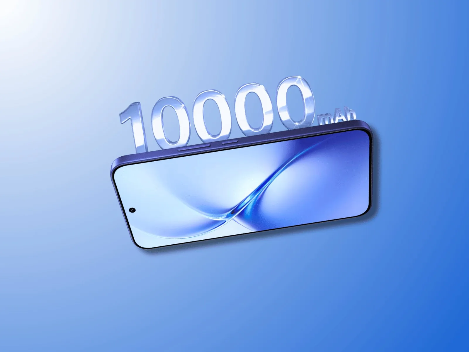 vivo Y600 resmî tanıtım görseli: 10000 mAh yazısı ve mavi gövdeli telefon