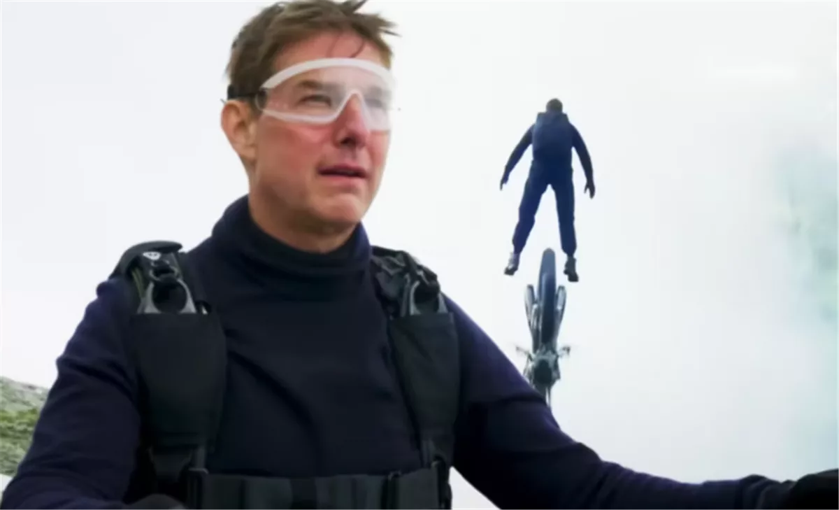 A dramatic and aesthetic scene inspired by Mission Impossible: Aftermath, featuring a mysterious figure in a futuristic cityscape.