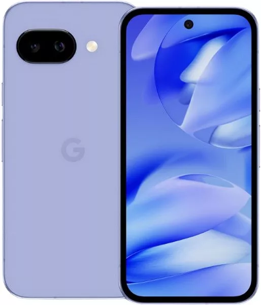 Stylish illustration of the Google Pixel 9a smartphone with a modern tech aesthetic, showcasing its design and features.
