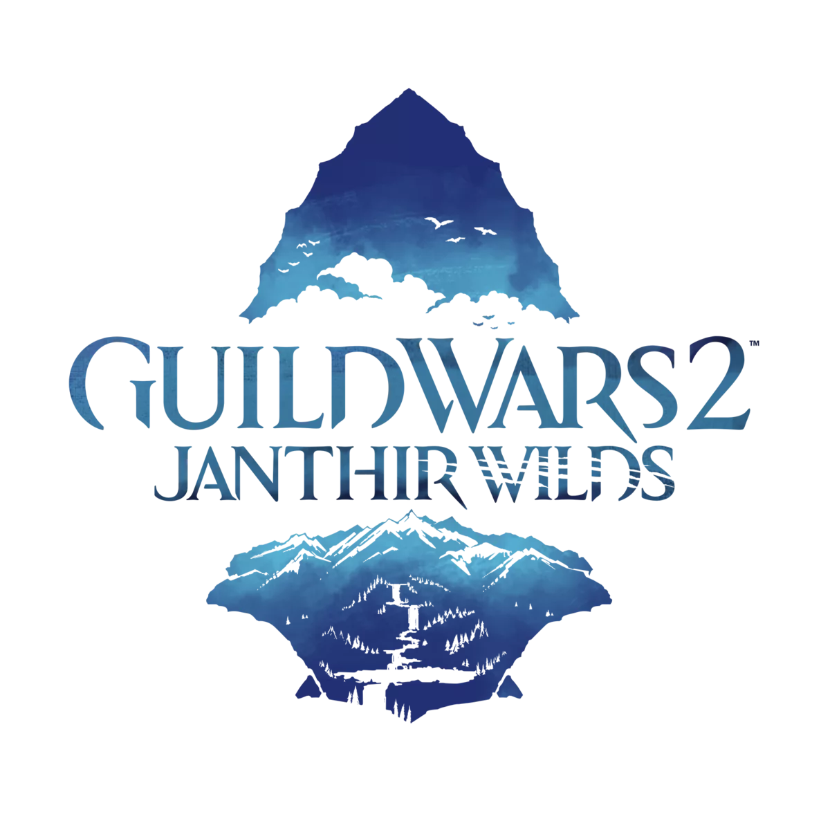 Digital artwork illustrating the Guild Wars 2 Janthir Wilds update, showcasing vibrant landscapes and magical elements.