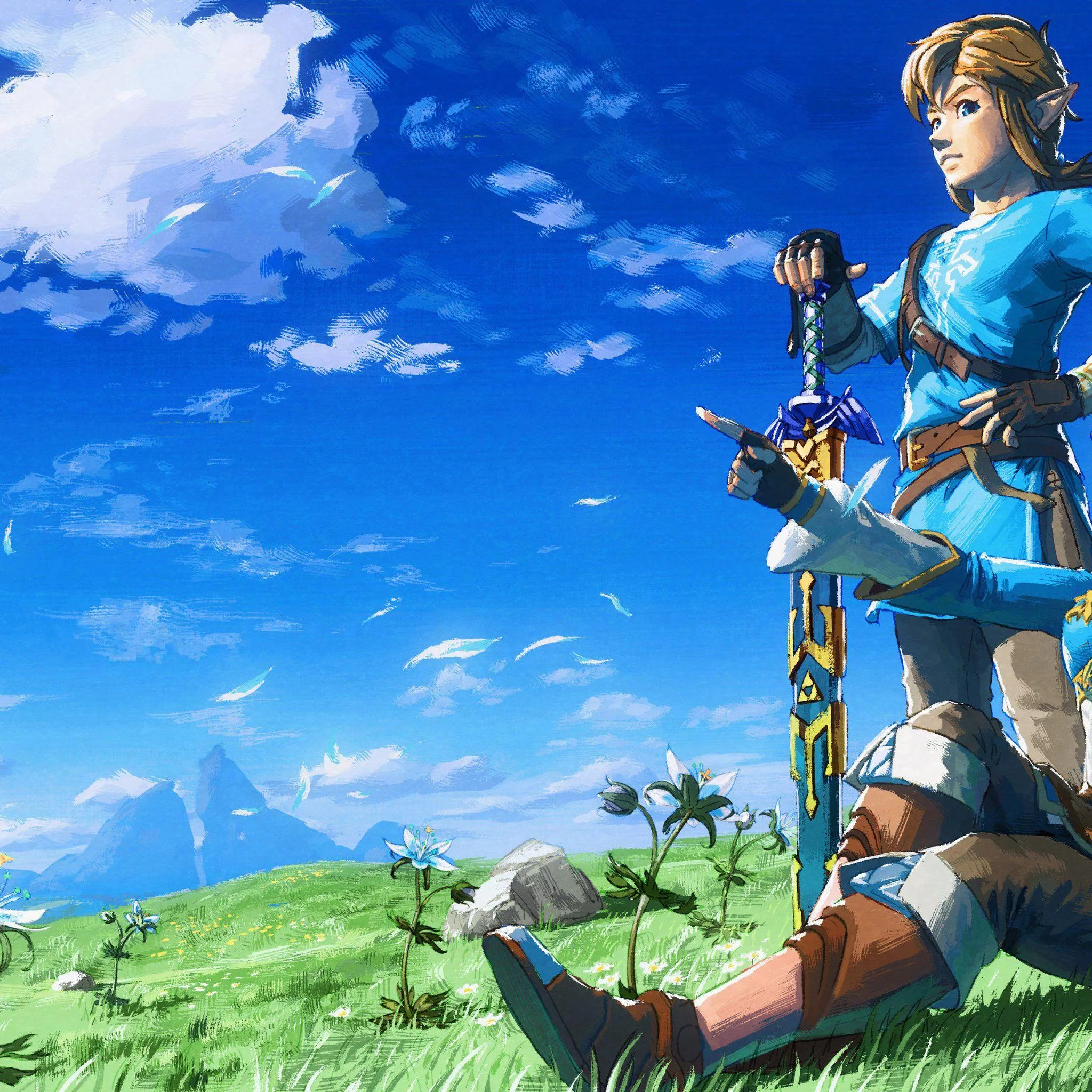 A modern artistic representation of Zelda: Breath of the Wild and its innovations for Nintendo Switch 2, featuring Link and Zelda in Hyrule.