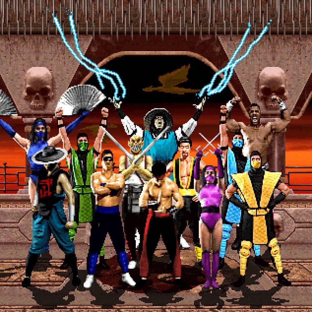 High-quality modern illustration of Mortal Kombat 2 characters reimagined with a futuristic design.