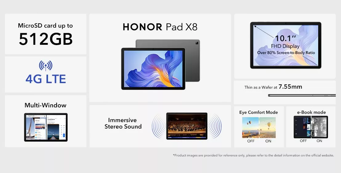 Modern artistic illustration of the Honor Pad 10 featuring Snapdragon 7 Gen 3 processor, showcasing its technological sophistication.