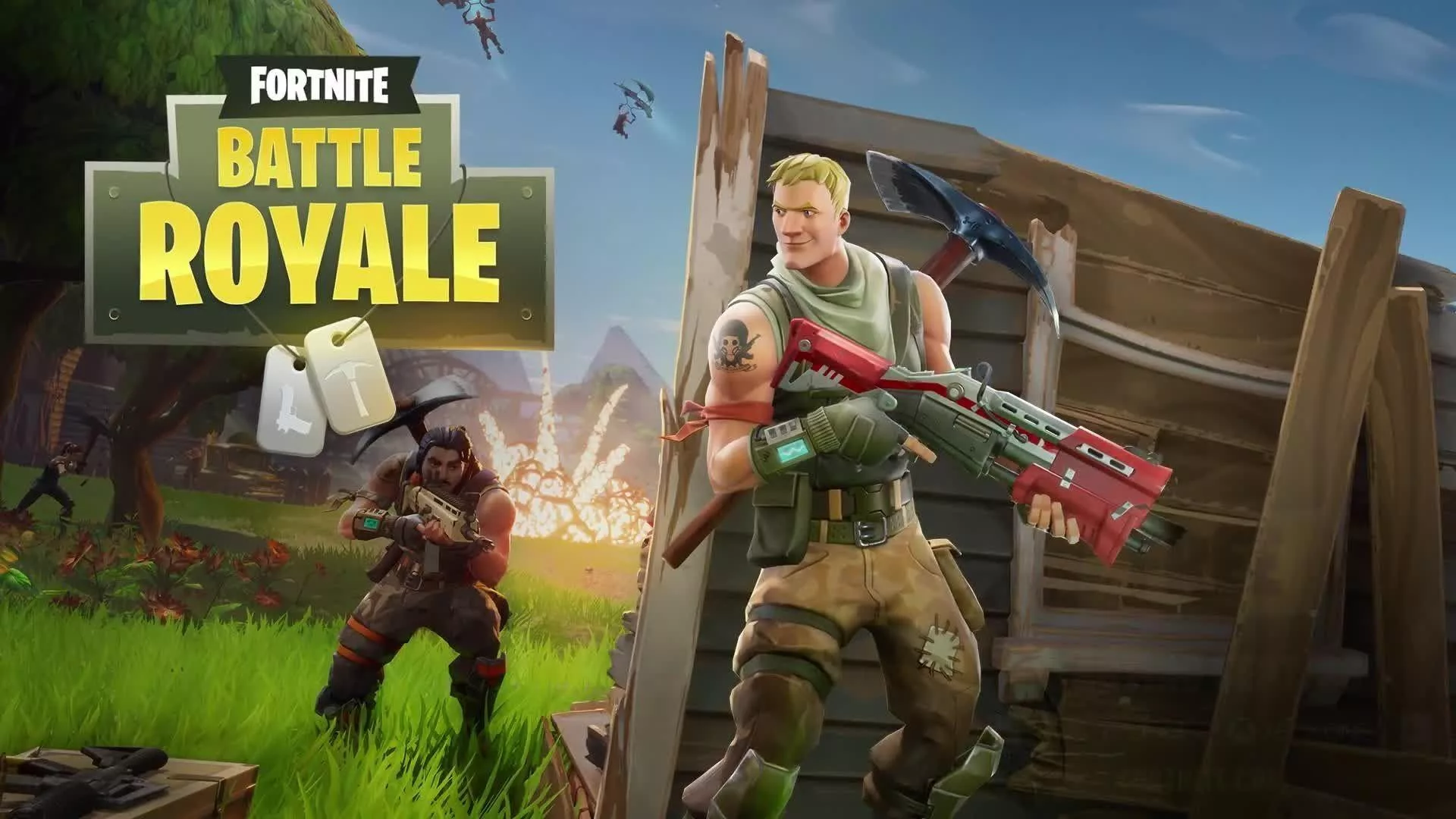 A vibrant and modern representation of Fortnite returning to the iOS App Store, featuring the Fortnite logo and mobile app icons.