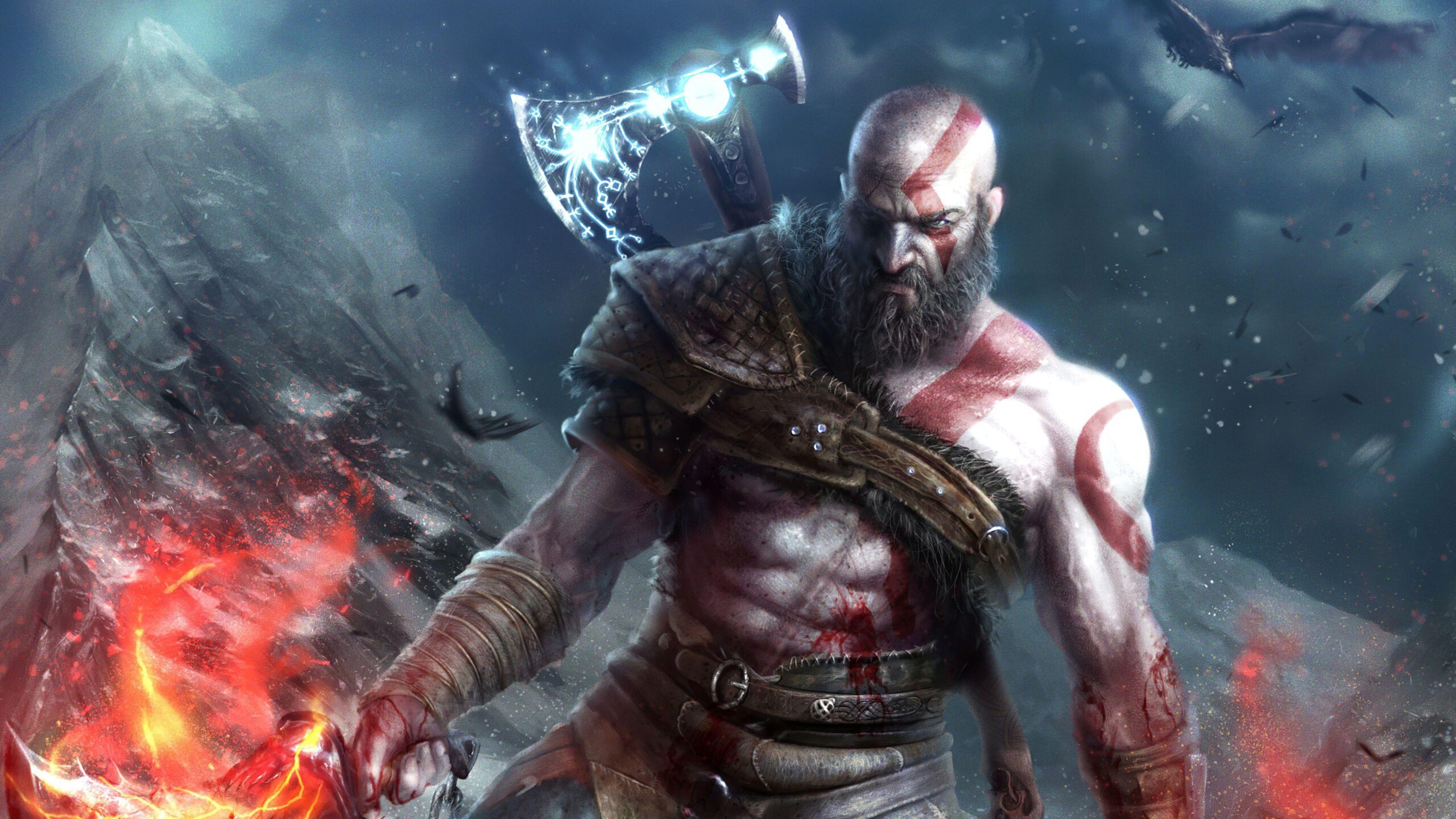 Police raid scene featuring replicas of God of War's Blades of Chaos in a gritty urban setting.