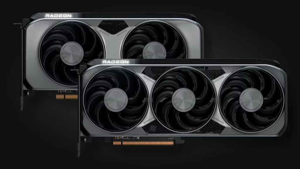 A modern and futuristic representation of the Radeon RX 9060 XT graphics card in a vibrant gaming environment.