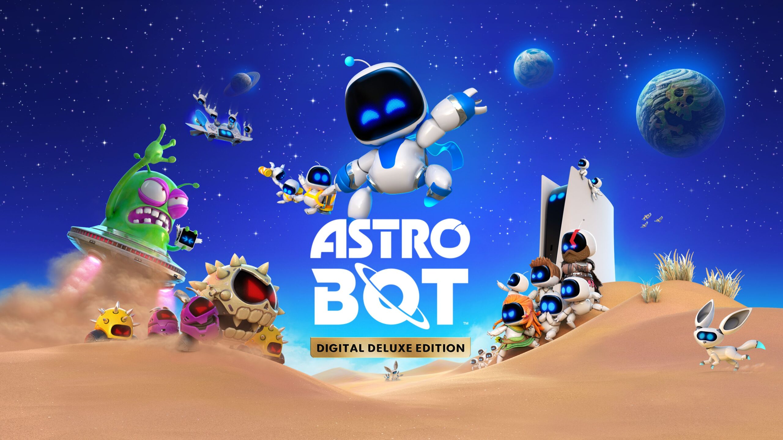 A modern and aesthetic visual representing Astro Bot updates with futuristic and technological elements, suitable for social media.