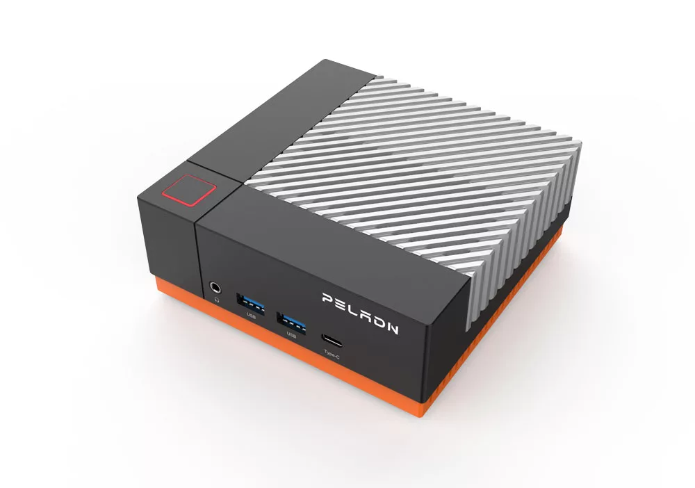 Modern aesthetic depiction of the PELADN YO1 Mini PC showcasing its 16-core Ryzen AI capabilities in a sleek workspace.