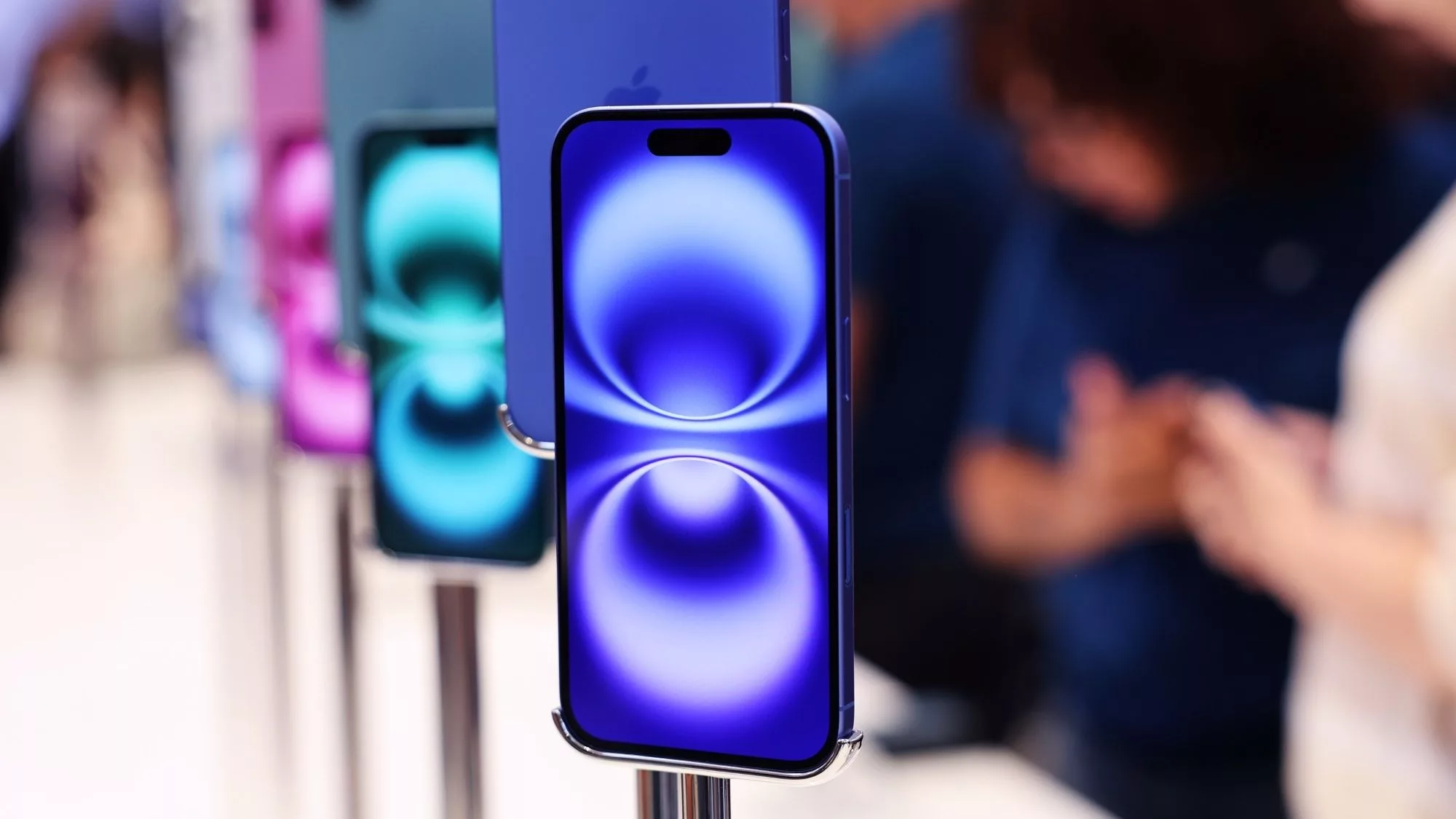 A modern and aesthetic visual celebrating the 20th anniversary of the iPhone with technological elements and creative design.