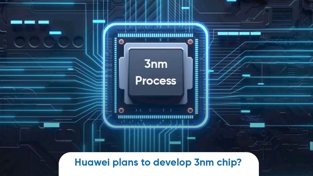 Modern visualization of Huawei's 3nm GAA technology in the chip industry, showcasing futuristic digital elements and intricate designs.