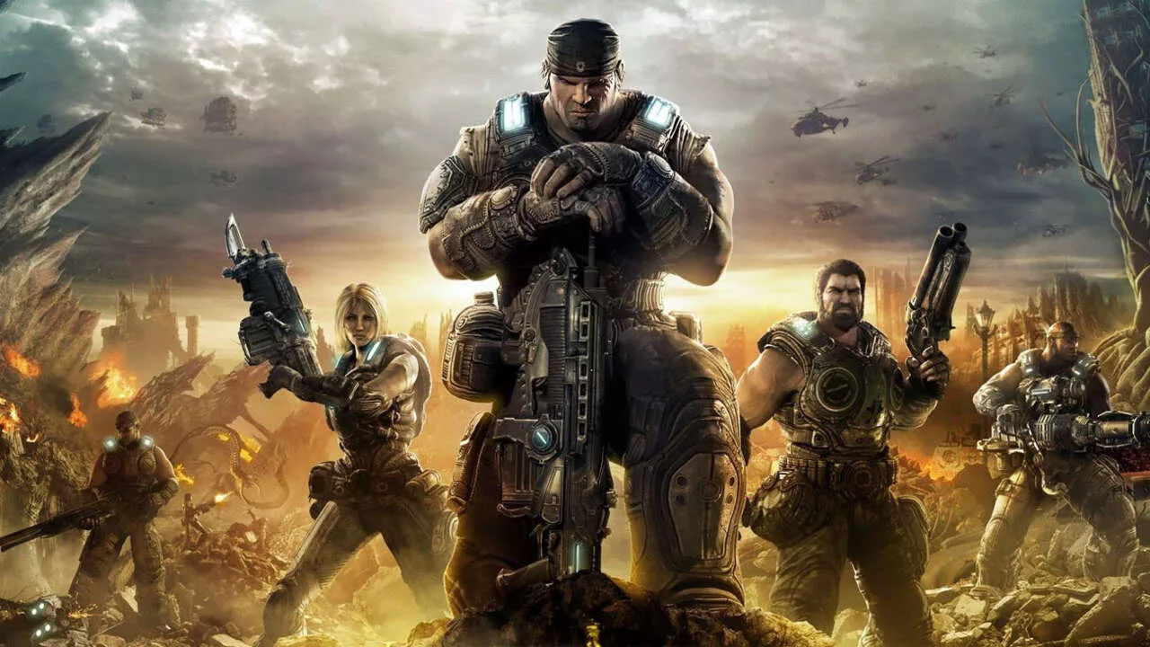 High-quality artistic representation of the Gears of War movie featuring David Leitch as director.