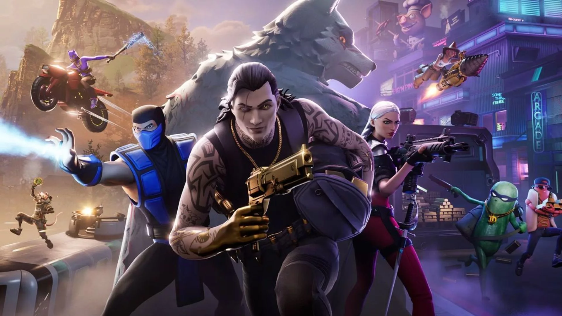 A modern and aesthetic visual of Fortnite on iOS, showcasing the Epic Games court victory against Apple, with vibrant colors and technology-inspired design.