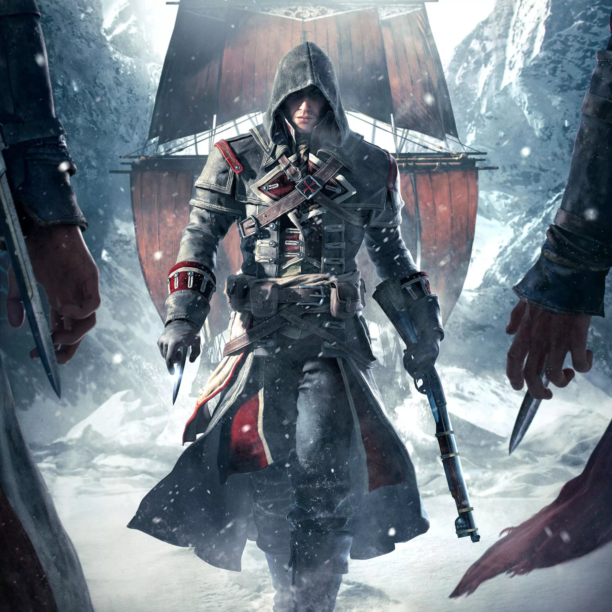 A modern and aesthetic illustration of Assassin's Creed Shadows, showcasing the iconic stealth themes and advanced technology.