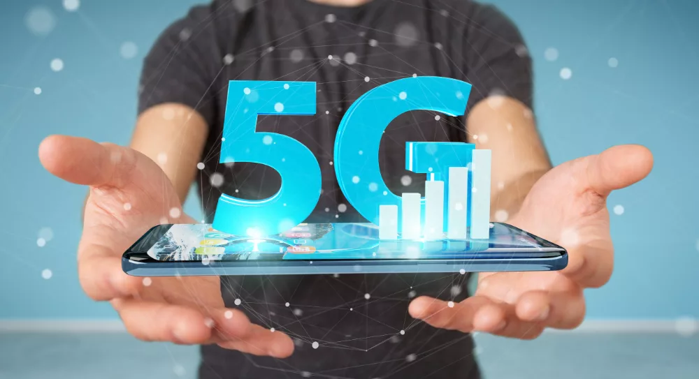 A modern and aesthetic visual representation of 5G technology and T-Mobile's advanced offerings, featuring abstract network lines and a dynamic color palette.