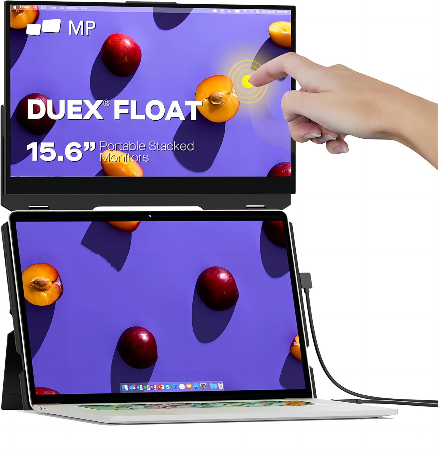 Modern aesthetic visual of Mobile Pixels Duex Float showcasing its portable design and functionality in a stylish workspace setting.
