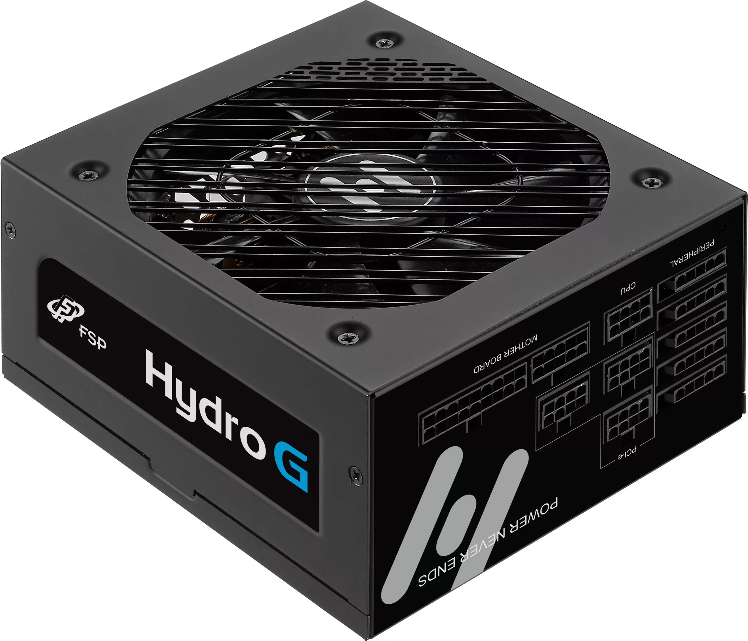 Modern and stylish graphic design featuring FSP power supply units transitioning to ATX 3.1 and PCIe 5.1 standards.