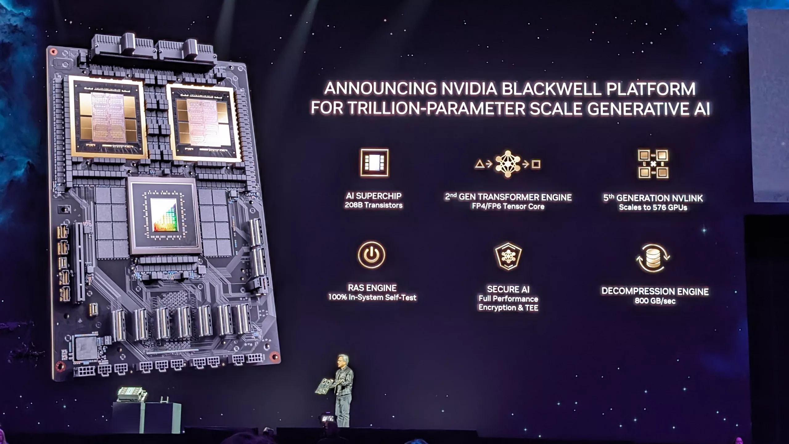 Futuristic representation of the NVIDIA Blackwell Chip surrounded by technology elements related to the Chinese market.