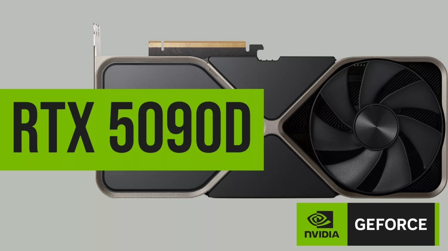 High quality visual graphic design of GeForce RTX 5090D with 24 GB VRAM announcement.
