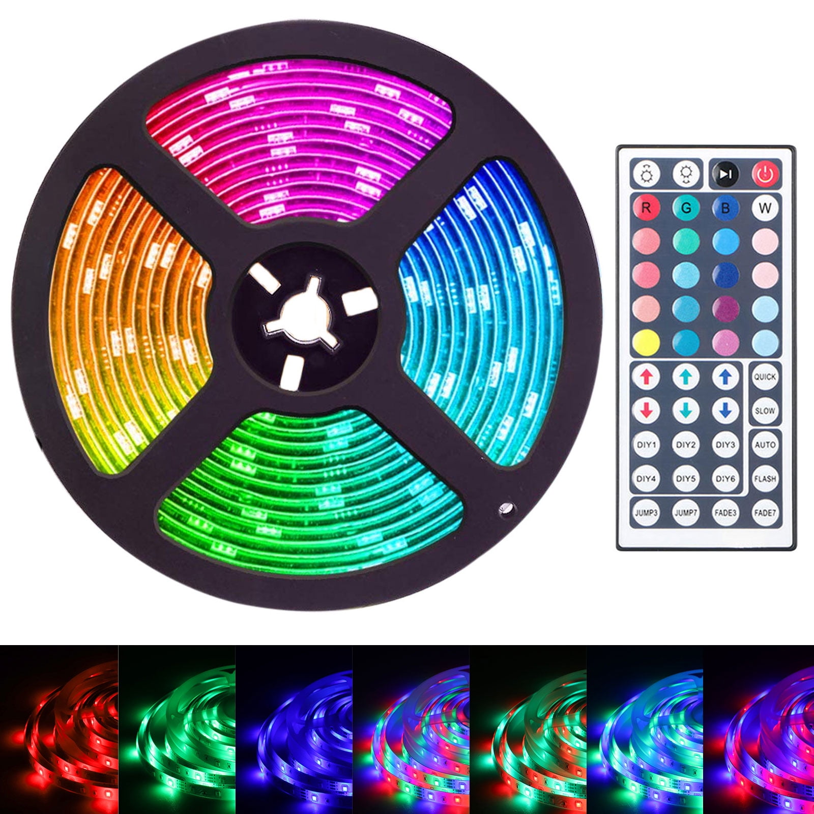 A modern RGB LED lighting system inspired by Sony, featuring colorful and dynamic lights in an elegant interior setting.