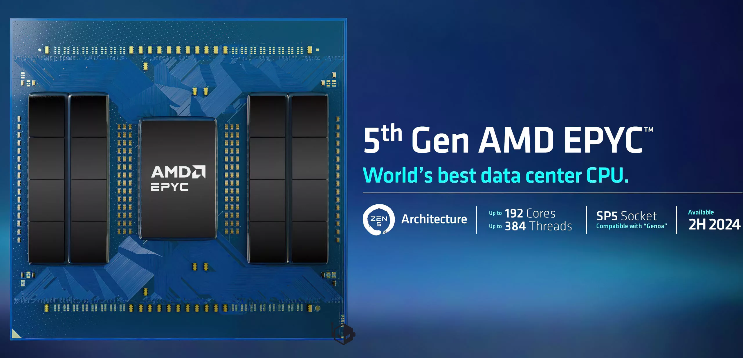 An artistic representation of the AMD EPYC 4005 server processor illustrating modern technology and high performance.