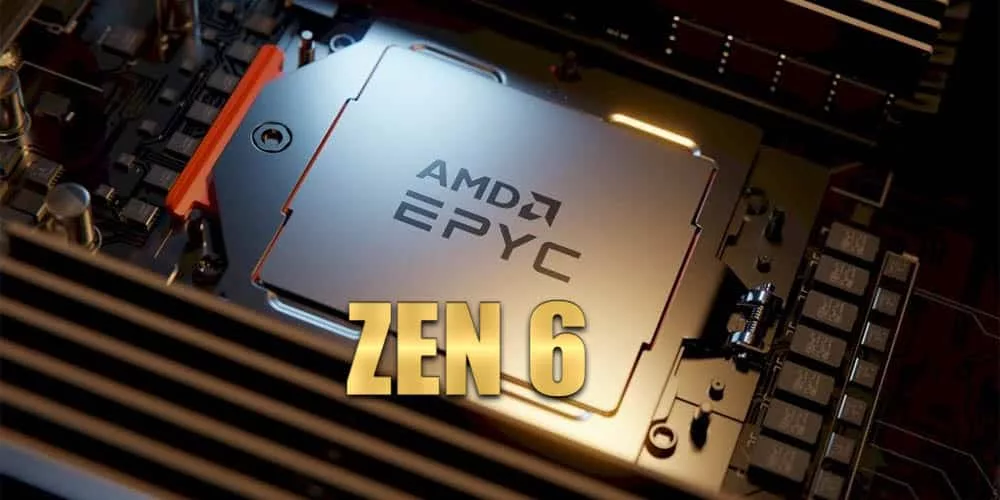 A futuristic representation of AMD Zen 6 Medusa Point CPU with intricate circuit designs and glowing elements, highlighting technology and innovation.
