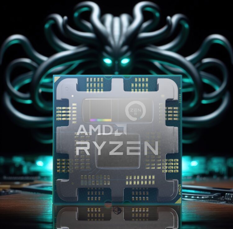 Digital illustration of AMD Ryzen Zen 6 CPU and UDNA GPUs showcasing advanced technology.