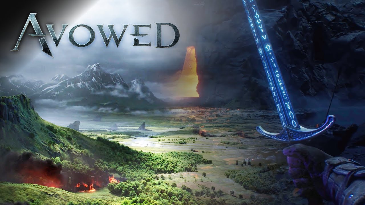 Concept art for Avowed game roadmap showcasing fantasy landscapes and future updates.
