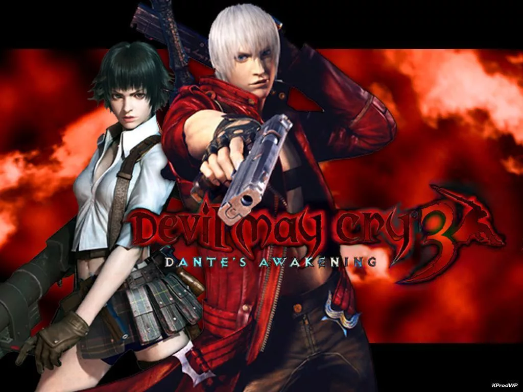 Stylized digital artwork inspired by Devil May Cry 3 featuring a formidable demon hunter character in a gothic setting.