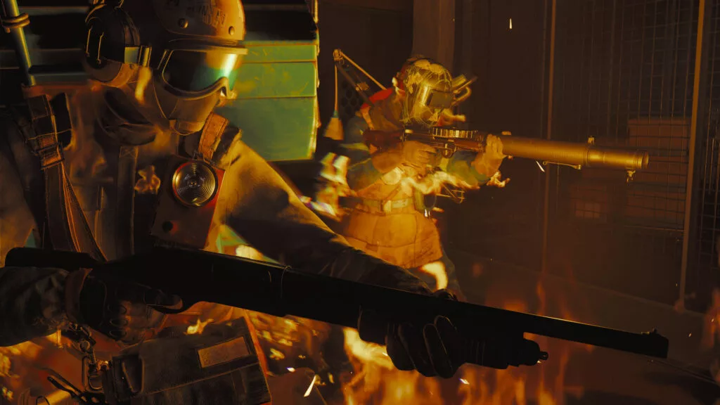 A modern and aesthetic visual representing the announcement of FBC: Firebreak coming to PC and consoles.
