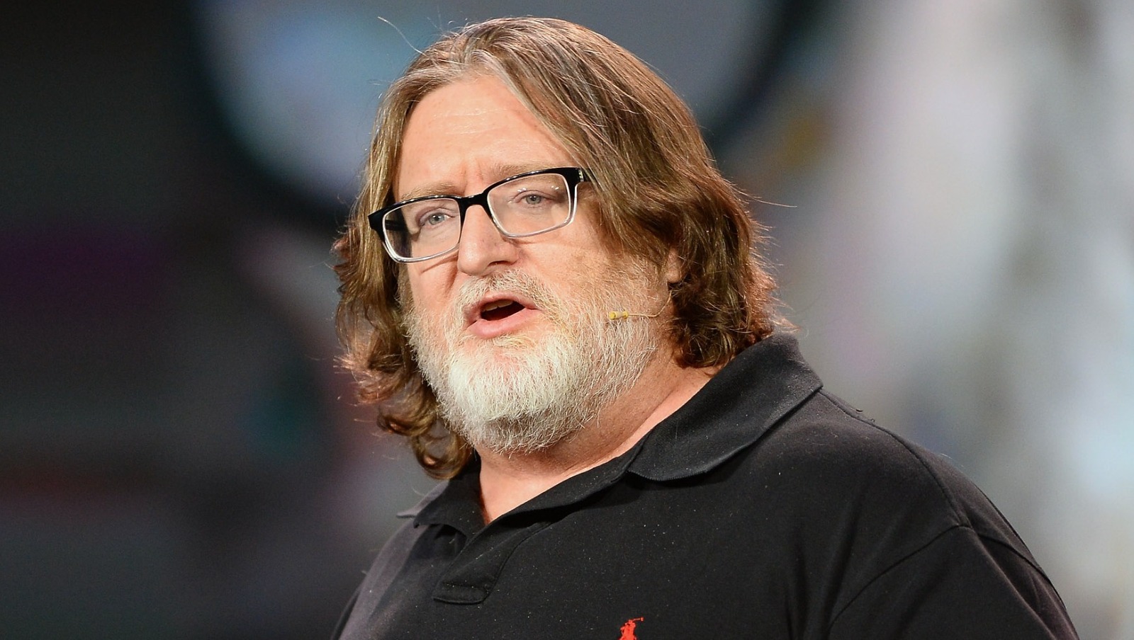 Illustration of Gabe Newell in a futuristic STALKER 2 setting, showcasing advanced technology and post-apocalyptic elements.