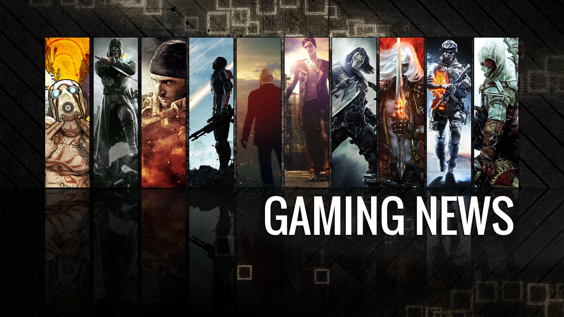A modern design illustrating weekly gaming news with futuristic elements and vibrant colors.