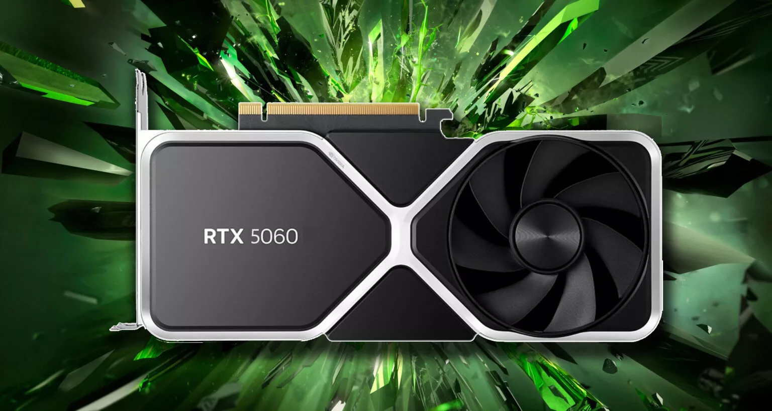 A sleek and modern graphic representing NVIDIA RTX 5060 with a focus on performance and technology.