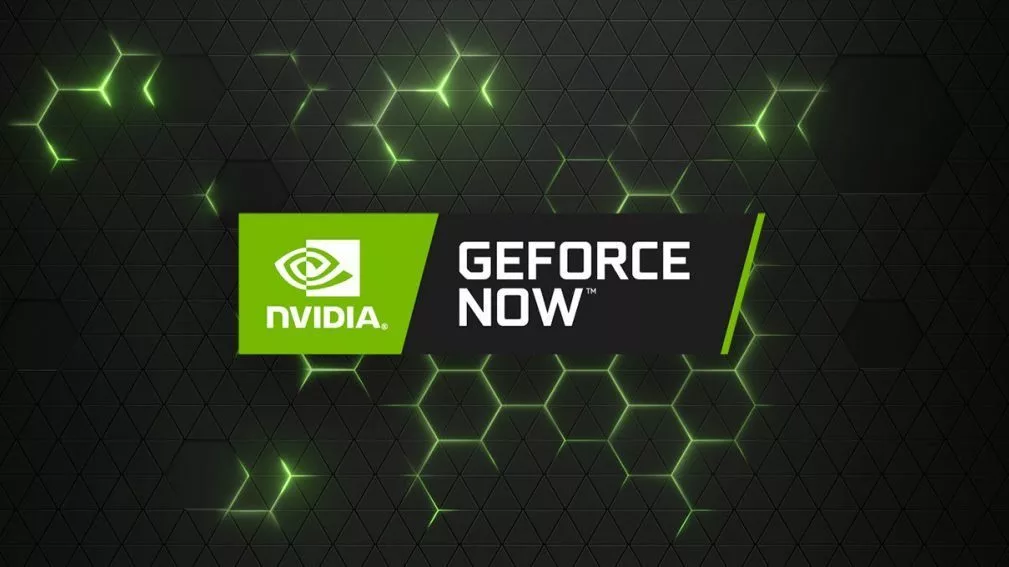 High-quality visual of GeForce Now streaming on a Steam Deck gaming device in a futuristic setting.