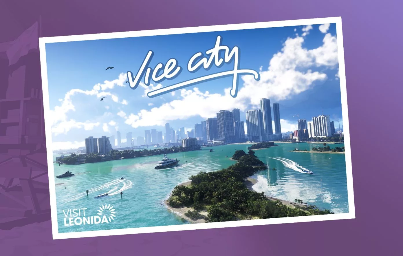Futuristic concept art showcasing the development process of GTA VI with high-tech elements and vibrant colors.