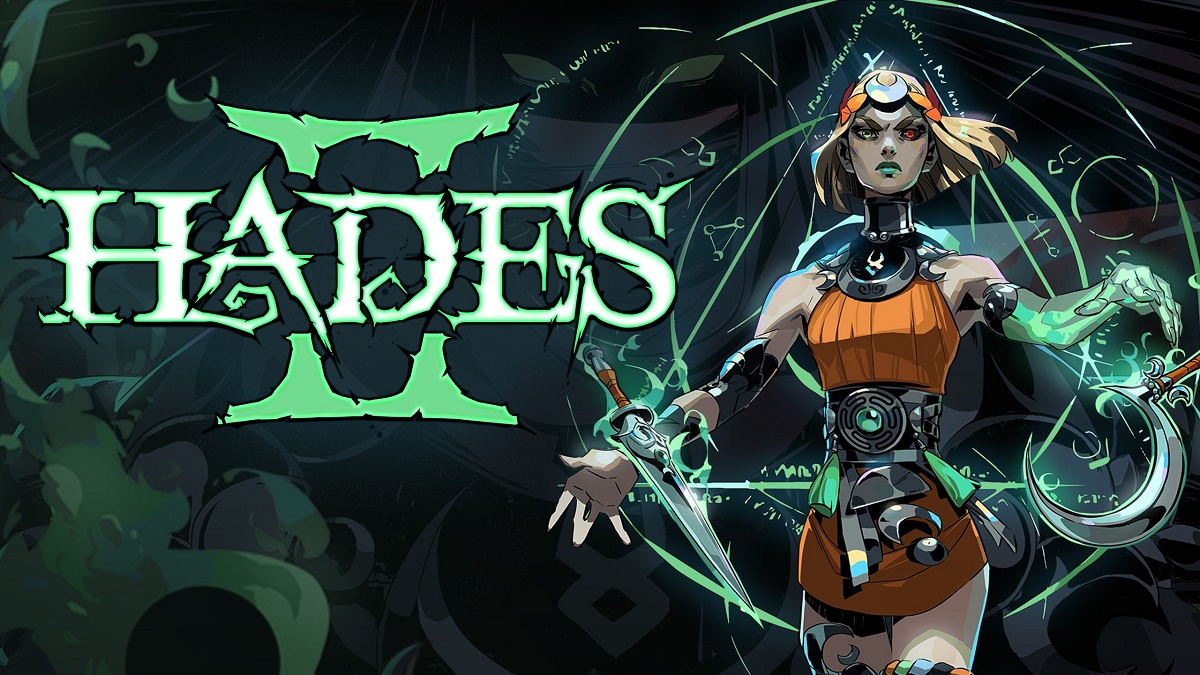 Digital artwork representing Hades 2 launch announcement for Nintendo Switch, featuring Greek mythology elements and a modern gaming aesthetic.